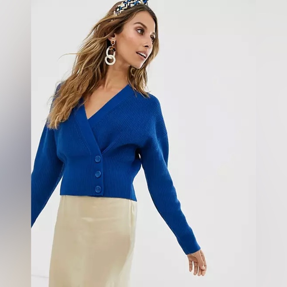& other stories BLUE WRAP SWEATER SIZE S FITS LIKE M